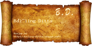 Báling Ditta névjegykártya